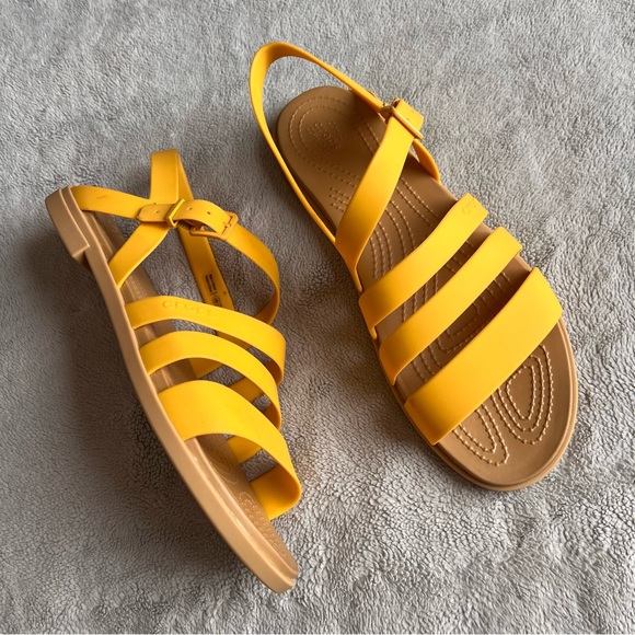CROCS Shoes - Crocs Tulum Strappy Washable Matlite Beach Sandal Canary Yellow Tan Sz 10